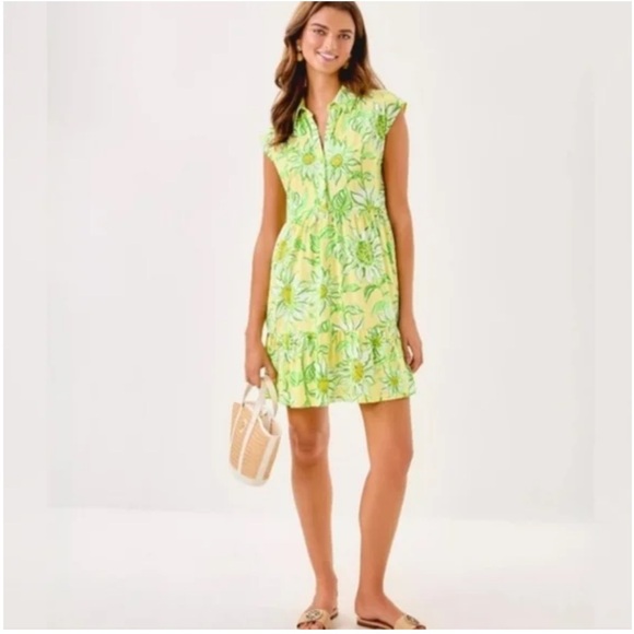 Lilly Pulitzer Yellow and Green Floral Midi Dress - Picture 2 of 14